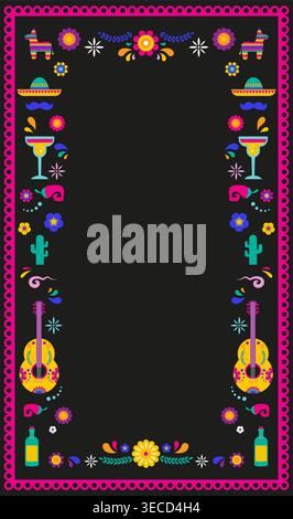 Cinco de Mayo Mexican holiday celebration vertical poster, banner and greeting card design in bold modern style Stock Vector