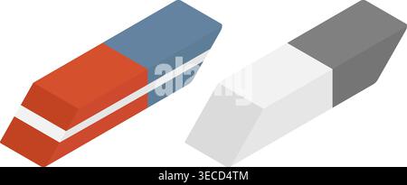 Simple vector eraser set isolated on transparent background Stock Vector
