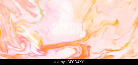 Abstract pastel marble swirl background with pink yellow and white flowing patterns Stock Photo