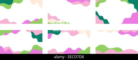 Abstract Colorful Frame set for social media. frames and borders with abstract organic shapes in modern bold colors Stock Vector
