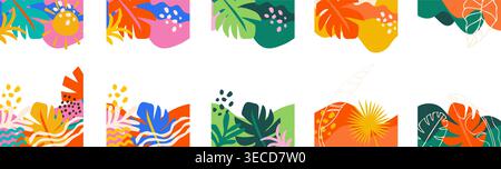 Vertical abstract social media summer stories design templates with copy space for text. Background for banner, greeting card, poster and advertising Stock Vector