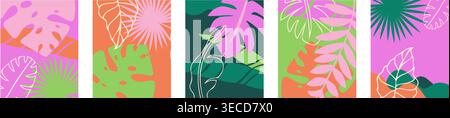 Vertical abstract social media summer stories design templates with copy space for text. Background for banner, greeting card, poster and advertising Stock Vector