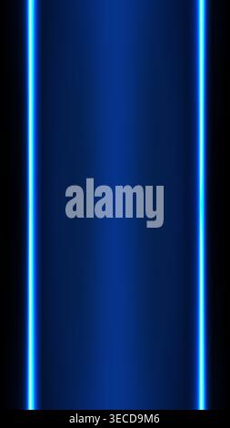 Two bright blue neon vertical laser lines with a soft glow on a dark gradient background for technology concepts Stock Vector