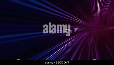 Blue light lines converging, creating an abstract tunnel, representing high-speed data flow, modern technology, and global network connections Stock Photo