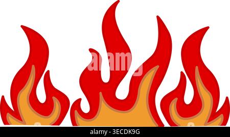 Fire illustration. Vector Red Flame on a White Background Stock Vector