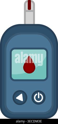 Medical Glucometer. Blood Sugar Monitoring System. Medical Equipment for Diabetes Diagnostics. Vector illustration Stock Vector