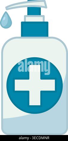 Hand Sanitizer. Medical Antiseptic with Dispenser. Vector illustration Stock Vector
