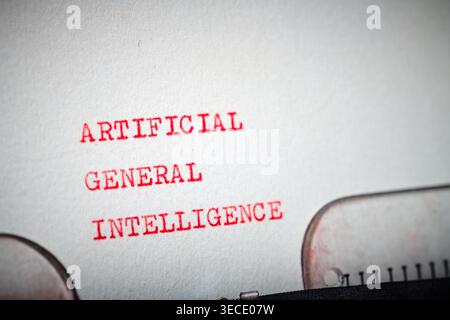 artificial general intelligence message concept written with a typewriter Stock Photo