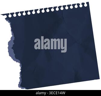Crumpled paper angle sheet featuring realistic crumple grunge texture. Wrinkled page piece with torn ripped edges black torn paper. Damaged holes on s Stock Vector