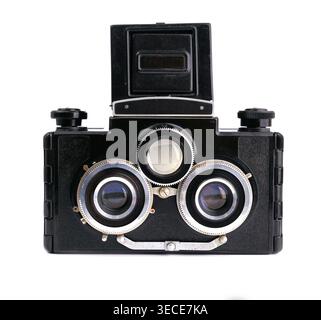 Vintage retro film camera isolated on white background Stock Photo
