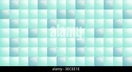 Green glossy pool tile mosaic pattern with rounded square grid creating a clean water inspired background Stock Vector