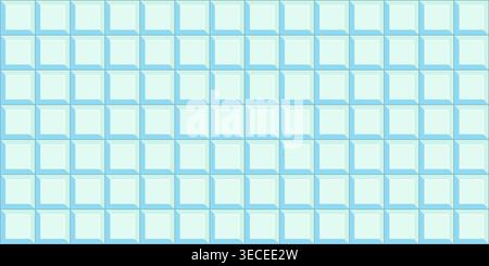 Blue pool tile mosaic pattern with square grid and 3d beveled surface creating a clean modern background Stock Vector