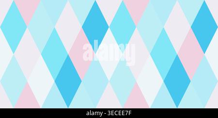 Blue geometric diamond pattern with pastel colors creating a seamless abstract background design Stock Vector