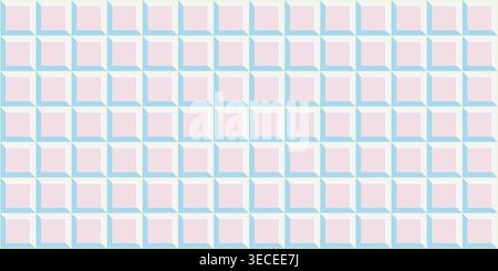 Pink and blue pool tile mosaic pattern with square grid and 3d beveled surface creating a soft modern background Stock Vector