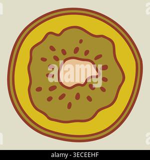 Kiwi fruit round slice vector flat illustration Stock Vector