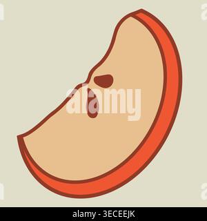 Red apple slice with seeds vector illustration. Stock Vector