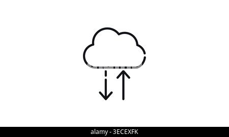 Cloud synchronization and data transfer icon: cloud with upload and download arrows Stock Vector