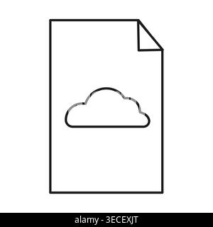 Cloud stored file icon Vector illustration. Perfect for digital documents data management and online storage applications UI design. EPS 10. Stock Vector