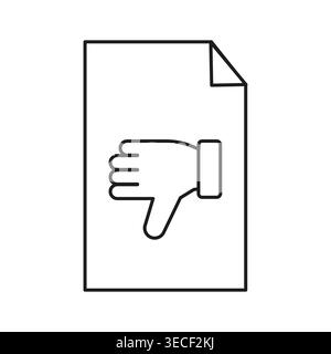 Rejected document with dislike hand symbol vector. This is ideal for business negative feedback and bad review interfaces. EPS 10. Stock Vector