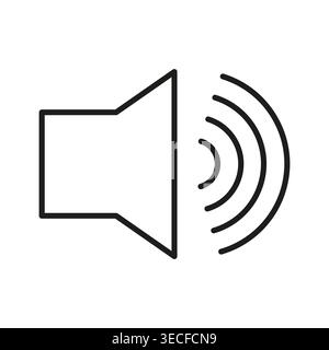 Minimalist speaker icon with active sound volume waves vector. Perfect for audio settings in mobile apps and web interface. EPS 10. Stock Vector