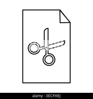 Paper sheet with scissors icon outline vector. Perfect choice for modern user interface design and office management apps. EPS 10. Stock Vector
