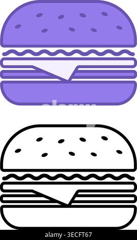 Burger Icons. Vector Illustration Of Tasty Food. Hamburger, Fast Food Stock Vector