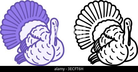 Turkey Icons. Domestic Bird. Thanksgiving Day Vector Illustration. Farming Concept Stock Vector