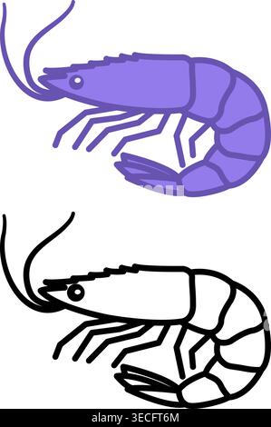 Shrimp Icons. Crustaceans, Seafood. Vector Illustration. Seafood Delicacy Stock Vector