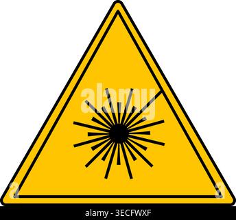 Yellow Laser Hazard Sign. Vector Icon. Danger Warning Sign Stock Vector