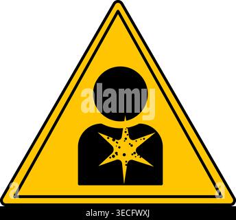 Yellow Sign Carcinogen. Vector Icon. Warning of danger to human health. Chemical Labeling Stock Vector