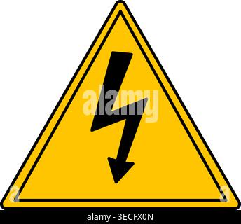 Yellow Sign High Voltage. Vector Icon. Danger Warning Sign Stock Vector