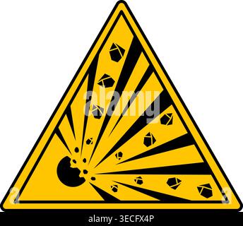 Yellow Explosive Sign. Vector Icon. Explosive Materials. Danger Warning Sign Stock Vector