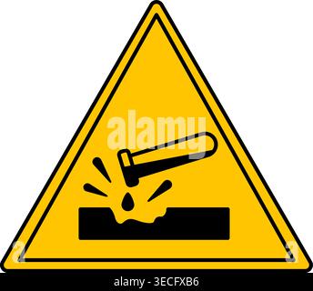 Yellow Sign Corrosive. Vector Icon. Corrosive and Toxic Effects on Metals. Danger Warning Sign Stock Vector