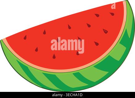 Fresh watermelon slice cartoon vector illustration with seeds isolated on white background Stock Vector