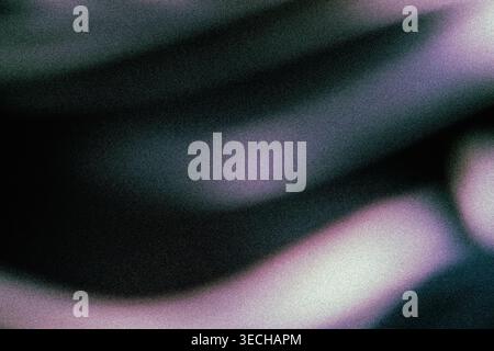 Dark moody background with soft purple and grey luminous wave overlays and noise texture Stock Photo