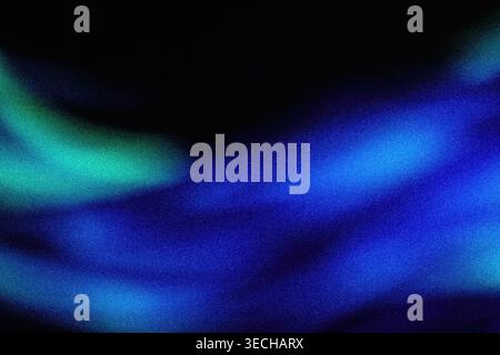 Abstract flowing blue and teal neon glow with heavy noise texture Stock Photo