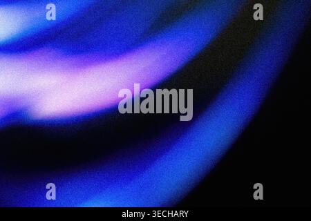 Abstract grainy gradient background with glowing blue and purple light waves Stock Photo