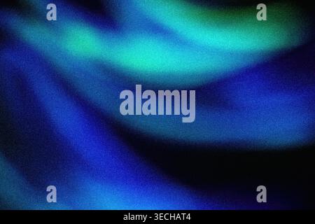 Grainy gradient texture featuring abstract flowing waves of blue and green light Stock Photo