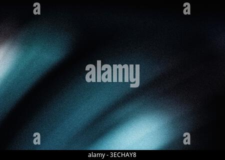 Abstract teal and white glowing light leak overlay with heavy grain Stock Photo