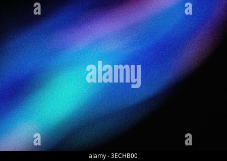 Vivid blue and purple diagonal light leak texture with analogue film noise Stock Photo