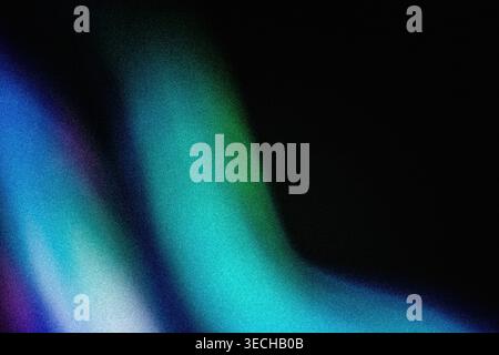 Vertical abstract light streaks in vibrant blue and cyan with film grain Stock Photo