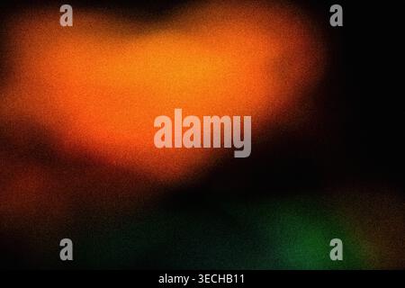 Abstract soft glowing orange and red orb light leak with grainy noise texture Stock Photo