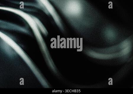 Abstract dark grainy background with fluid metallic light reflections Stock Photo