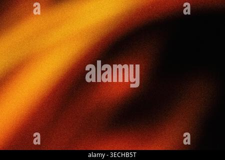Dark moody abstract background blending golden orange and black with retro grainy overlay Stock Photo