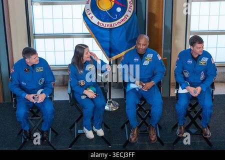 Astronauts, members of Artemis II Christina Koch, Jeremy Hansen, Reid ...