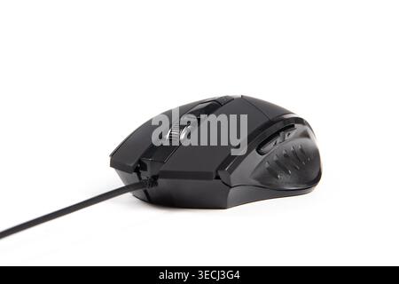 Black wired computer mouse representing technology and digital control Stock Photo