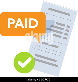 Success approved payment icon in flat style. Check mark notification vector illustration on isolated background. Invoice payday sign business concept. Stock Vector