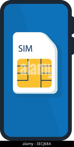 SIM card concept in vector illustration. Mobile network with esim microchip technology. Web banner. stock illustration Stock Vector