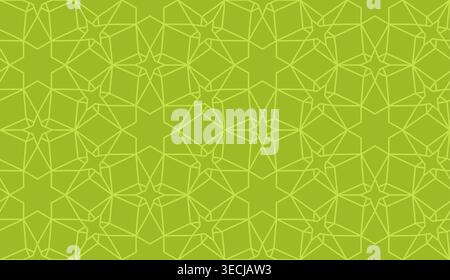 Green islamic geometric seamless pattern, background in duotone pistachio color Stock Vector