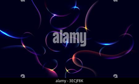 abstract neon fluid background with glowing liquid orbs and futuristic purple energy waves on dark backdrop for digital technology design Stock Vector